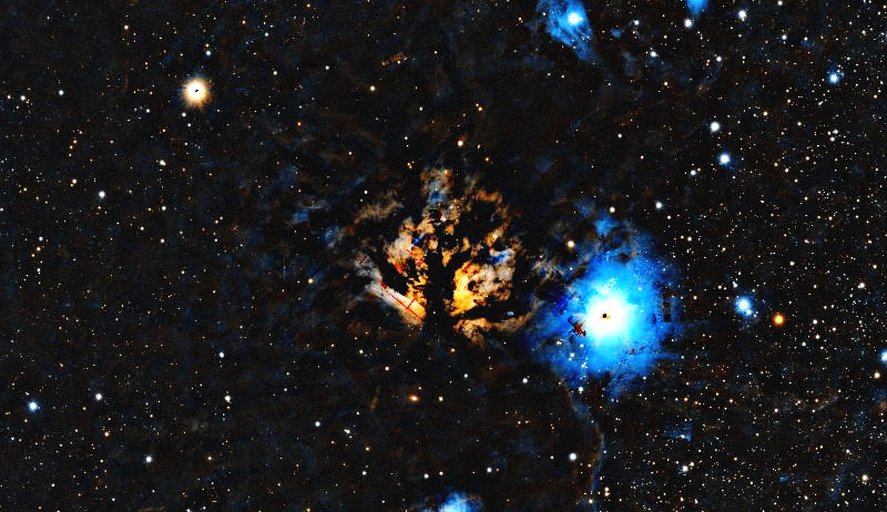 Foto simulata di un'ora di NGC 2024 Flame Nebula con il Origin Mark II