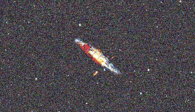 Foto simulata di un'ora di NGC 253 Sculptor Galaxy con il Origin Mark II
